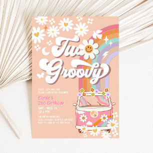 Twee Groovy Roze Madeliefje Regenboog Hippie 2e Ve Kaart