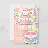 Twee Groovy Second Birthday Invitation Kaart (Voorkant)