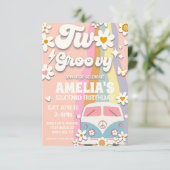 Twee Groovy Second Birthday Invitation Kaart (Staand voorkant)