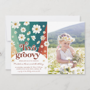 Twee Groovy Second Birthday   Retro Daisy Rainbow Kaart