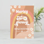 Twee Groovy Tweede Verjaardag 2de Retro Boho Madel Kaart (Staand voorkant)