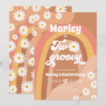 Twee Groovy Tweede Verjaardag 2de Retro Boho Madel