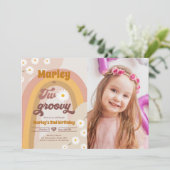 Twee Groovy tweede verjaardag tweede Retro Boho Da Kaart (Staand voorkant)