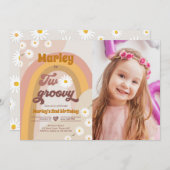 Twee Groovy tweede verjaardag tweede Retro Boho Da Kaart (Voorkant / Achterkant)