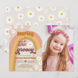 Twee Groovy tweede verjaardag tweede Retro Boho Da Kaart