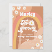 Twee Groovy Tweede verjaardag tweede Retro Boho Da Kaart (Voorkant)