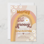 Twee Groovy tweede verjaardag tweede Retro Boho Da Kaart (Voorkant)