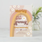 Twee Groovy tweede verjaardag tweede Retro Boho Da Kaart (Staand voorkant)