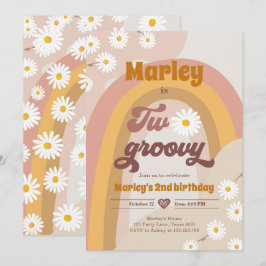 Twee Groovy tweede verjaardag tweede Retro Boho Da Kaart