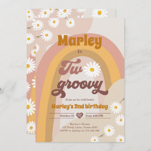 Twee Groovy tweede verjaardag tweede Retro Boho Da Kaart