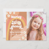 Twee Groovy tweede verjaardag tweede Retro Boho Da Kaart (Voorkant)