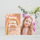 Twee Groovy tweede verjaardag tweede Retro Boho Da Kaart (Staand voorkant)