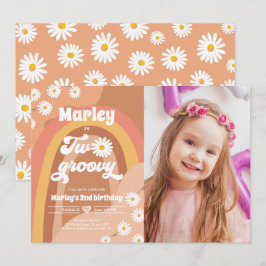 Twee Groovy tweede verjaardag tweede Retro Boho Da Kaart