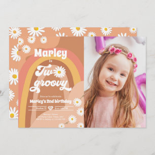 Twee Groovy tweede verjaardag tweede Retro Boho Da Kaart