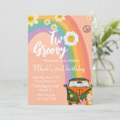 Twee groovy-uitnodiging, dagenverjaardagsuitnodigi kaart (Staand voorkant)