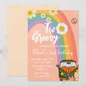 Twee groovy-uitnodiging, dagenverjaardagsuitnodigi kaart (Voorkant / Achterkant)