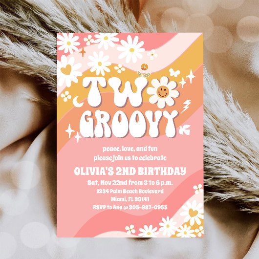 Twee Groovy uitnodigingen voor de 2e verjaardag