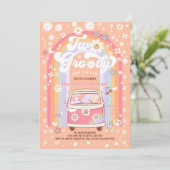 TWEE Groovy Van Daisy Hippie 70s 2de Verjaardag Kaart (Staand voorkant)