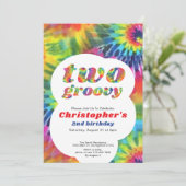 Twee Groovy Verjaardag Retro Regenboog Tie Dye Hip Kaart (Staand voorkant)