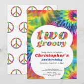 Twee Groovy Verjaardag Retro Regenboog Tie Dye Hip Kaart (Voorkant / Achterkant)