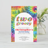 Twee Groovy Verjaardag Retro Tie Dye 70s Hippie Kaart (Staand voorkant)