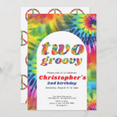 Twee Groovy Verjaardag Retro Tie Dye 70s Hippie Kaart (Voorkant / Achterkant)