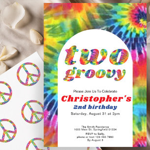 Twee Groovy Verjaardag Retro Tie Dye 70s Hippie Kaart
