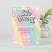 Twee groovy verjaardag uitnodiging (Staand voorkant)