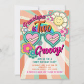 Twee Groovy Verjaardagsuitnodiging Kaart (Voorkant)