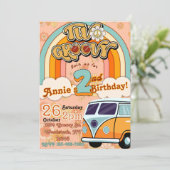 Twee groovy verjaardagsuitnodiging kaart (Staand voorkant)