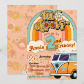 Twee groovy verjaardagsuitnodiging kaart (Voorkant / Achterkant)