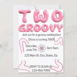 Twee Groovy Verjaardagsuitnodiging Kaart