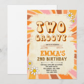 Twee groovy verjaardagsuitnodiging kaart (Voorkant / Achterkant)