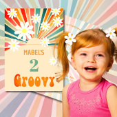 Twee Groovy Zonnestraal Bloemen 2E Verjaardag Kaart