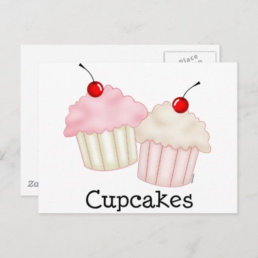 Twee grote cupcakes briefkaart (Voorkant / Achterkant)