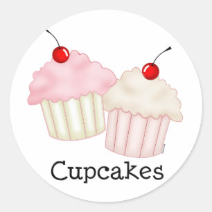 Twee grote cupcakes ronde sticker
