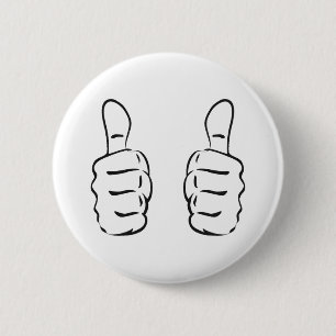 Twee grote duimen omhoog ronde button 5,7 cm