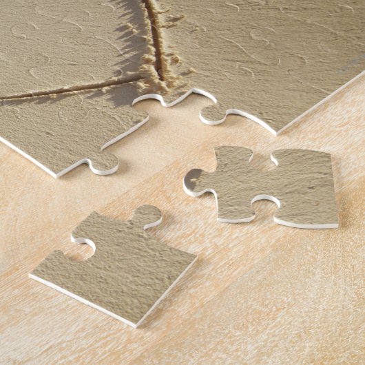 Twee grote harten op het strand legpuzzel (Zijkant)