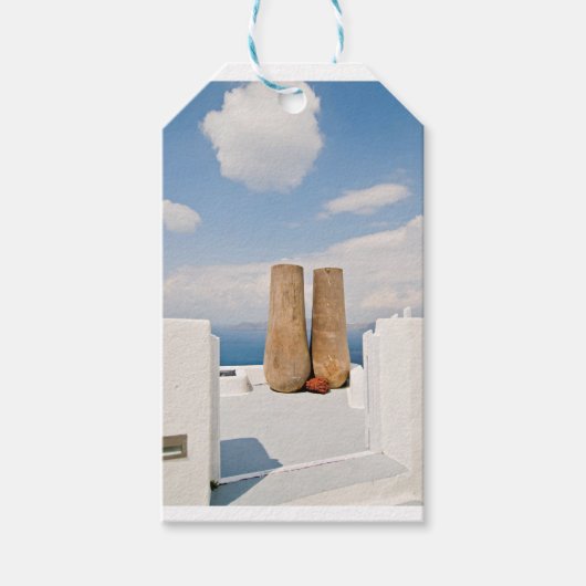 Twee grote potten op het eiland Santorini Cadeaulabel (Voorkant)