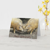 Twee grote varkens Happy Jubileum Kaart (Gele Bloem)