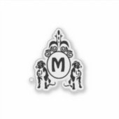 Twee Guard Dog Monogram Contour Sticker (Voorkant)