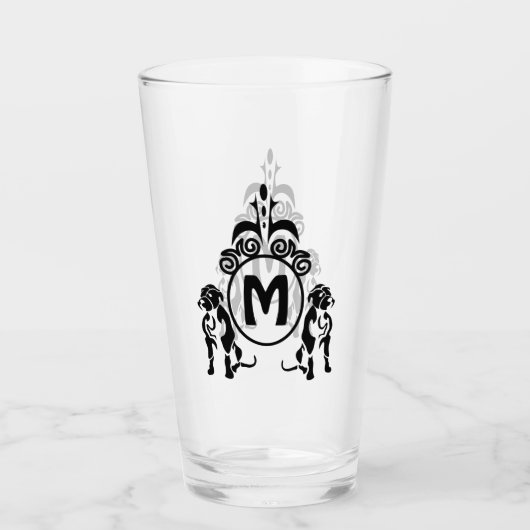 Twee Guard Dog Monogram Glas (Voorkant)
