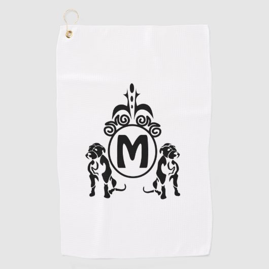 Twee Guard Dog Monogram Golfhanddoek (Voorkant)