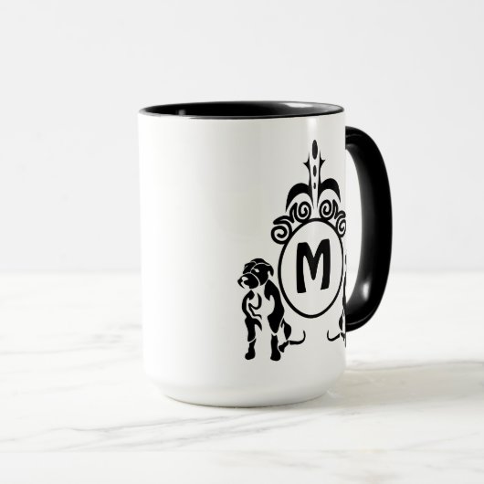 Twee Guard Dog Monogram Mok (Voorkant rechts)