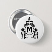 Twee Guard Dog Monogram Ronde Button 5,7 Cm (Voorkant /achterkant)