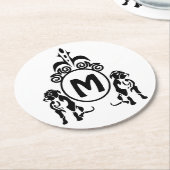 Twee Guard Dog Monogram Ronde Kartonnen Onderzetter (Gebogen)