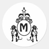 Twee Guard Dog Monogram Ronde Sticker (Voorkant)