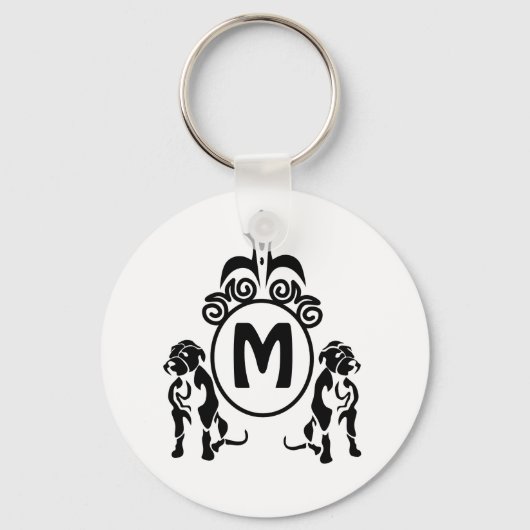 Twee Guard Dog Monogram Sleutelhanger (Voorkant)