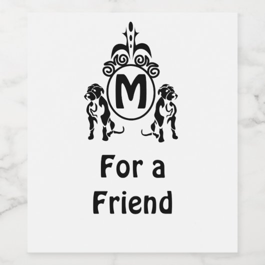 Twee Guard Dog Monogram Wijn Etiket (Enkel label)