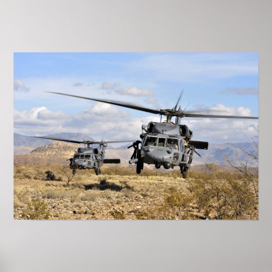 Twee H-60 Pavehawk-helikopters die zich voorbereid Poster (Voorkant)